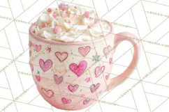 Valentine Coffee Mugs Clipart Cute Cozy & Glam Hot Drink PNG Product Image 4