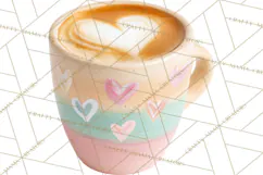 Valentine Coffee Mugs Clipart Cute Cozy & Glam Hot Drink PNG Product Image 2