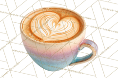 Valentine Coffee Mugs Clipart Cute Cozy &amp; Glam Hot Drink PNG Product Image 3