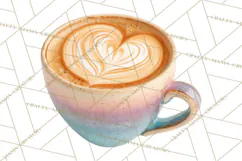 Valentine Coffee Mugs Clipart Cute Cozy & Glam Hot Drink PNG Product Image 3