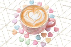 Valentine Coffee Mugs Clipart Cute Cozy &amp; Glam Hot Drink PNG Product Image 4