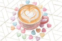 Valentine Coffee Mugs Clipart Cute Cozy & Glam Hot Drink PNG Product Image 4