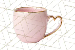 Valentine Coffee Mugs Clipart Cute Cozy & Glam Hot Drink PNG Product Image 5