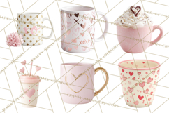 Valentine Coffee Mugs Clipart Cute Cozy &amp; Glam Hot Drink PNG Product Image 2