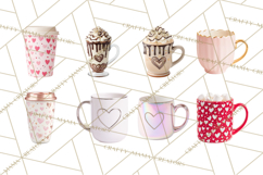 Valentine Coffee Mugs Clipart Cute Cozy &amp; Glam Hot Drink PNG Product Image 4