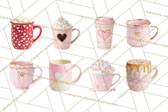 Valentine Coffee Mugs Clipart Cute Cozy &amp; Glam Hot Drink PNG Product Image 5