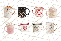 Valentine Coffee Mugs Clipart Cute Cozy &amp; Glam Hot Drink PNG Product Image 7