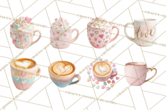 Valentine Coffee Mugs Clipart Cute Cozy &amp; Glam Hot Drink PNG Product Image 9