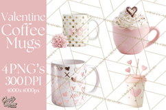 Valentine Coffee Mugs Clipart Cute Cozy &amp; Glam Hot Drink PNG Product Image 1