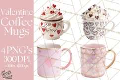 Valentine Coffee Mugs Clipart Cute Cozy &amp; Glam Hot Drink PNG Product Image 1