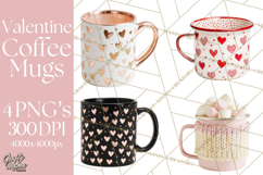 Valentine Coffee Mugs Clipart Cute Cozy &amp; Glam Hot Drink PNG Product Image 1