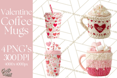 Valentine Coffee Mugs Clipart Cute Cozy &amp; Glam Hot Drink PNG Product Image 1
