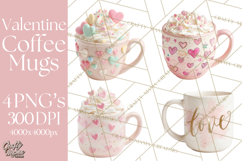 Valentine Coffee Mugs Clipart Cute Cozy &amp; Glam Hot Drink PNG Product Image 1