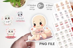 Valentine Octopus Cartoon Sticker Product Image 1
