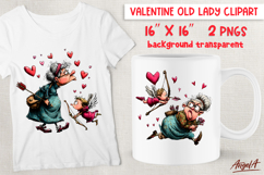 Valentine elderly lady with cupid clipart Adult Humor PNG Product Image 1