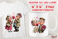Couple in love Valentine clipart elderly lady Grandparents Product Image 1