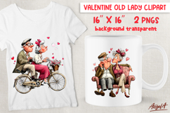 Couple in love Grandparents Valentine clipart elderly lady Product Image 1