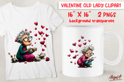 Single Valentine clipart elderly old lady Grandmother PNG Product Image 1