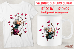 Single Valentine clipart elderly old lady as cupid Humor PNG Product Image 1