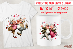 Couple in love Grandparents Valentine clipart elderly lady Product Image 1