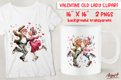 Dancing couple Grandparents Valentine clipart elderly lady Product Image 1
