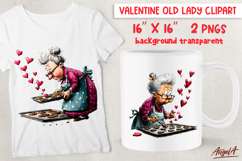 Single Valentine clipart elderly old lady cooking cookies Product Image 1