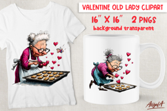 Single Valentine clipart elderly old lady cooking cookies Product Image 1