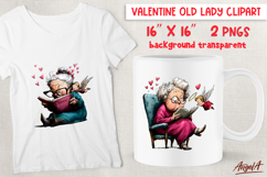 Single Valentine clipart elderly old lady with cupid Grandma Product Image 1
