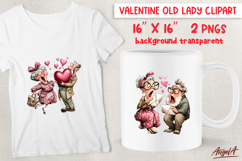 Elderly couple Grandparents Valentine clipart Funny lady PNG Product Image 1