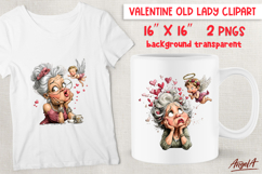 Single Valentine old lady clipart with cupid, anti valentine Product Image 1