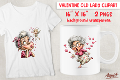Single Valentine old lady clipart with cupid, anti valentine Product Image 1