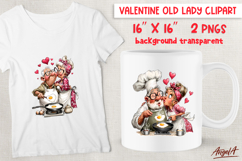 Elderly couple in love Grandparents Funny Valentine clipart Product Image 1