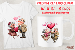 Elderly couple in love Grandparents Funny Valentine clipart Product Image 1