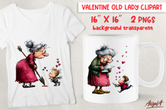 Valentine clipart elderly lady Cupid Funny grandma PNG Product Image 1