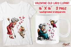 Valentine clipart elderly lady Cupid Funny grandma PNG Product Image 1