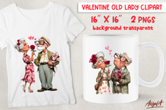 Valentine clipart elderly lady Couple in love Grandparents Product Image 1