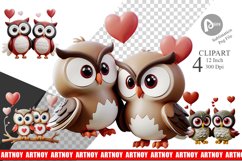 Valentine Owl Clipart Product Image 1
