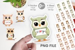 Valentine Owl Cartoon Sticker Product Image 1