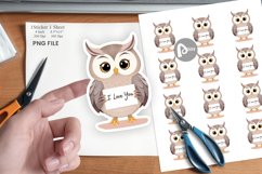 Valentine Owl Cartoon Sticker Product Image 1