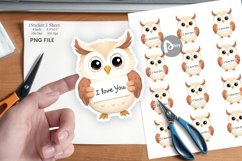 Valentine Owl Cartoon Sticker Product Image 1