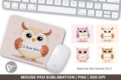 Mouse Pad Valentine Owl Cartoon Product Image 1