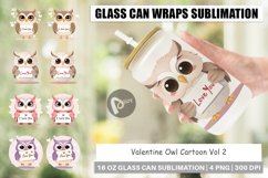 Glass Can Wraps Valentine Owl Cartoon Product Image 1