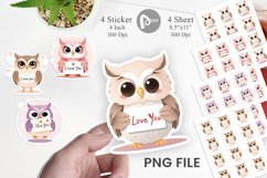 Valentine Owl Cartoon Sticker Product Image 1