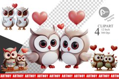 Valentine Owl Clipart Product Image 1