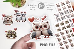 Valentine Owl Sticker Product Image 1