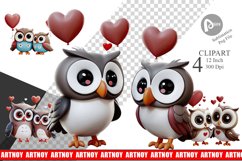 Valentine Owl Clipart Product Image 1
