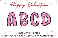 Valentine&#039;s Day Doodle Alphabet Heart Letters Hand Draw_B74 Product Image 1