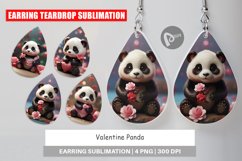 Earring teardrop sublimation design Valentine Panda Product Image 1