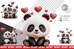 Valentine Panda Clipart Product Image 1