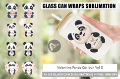 Glass Can Wraps Valentine Panda Cartoon Product Image 1